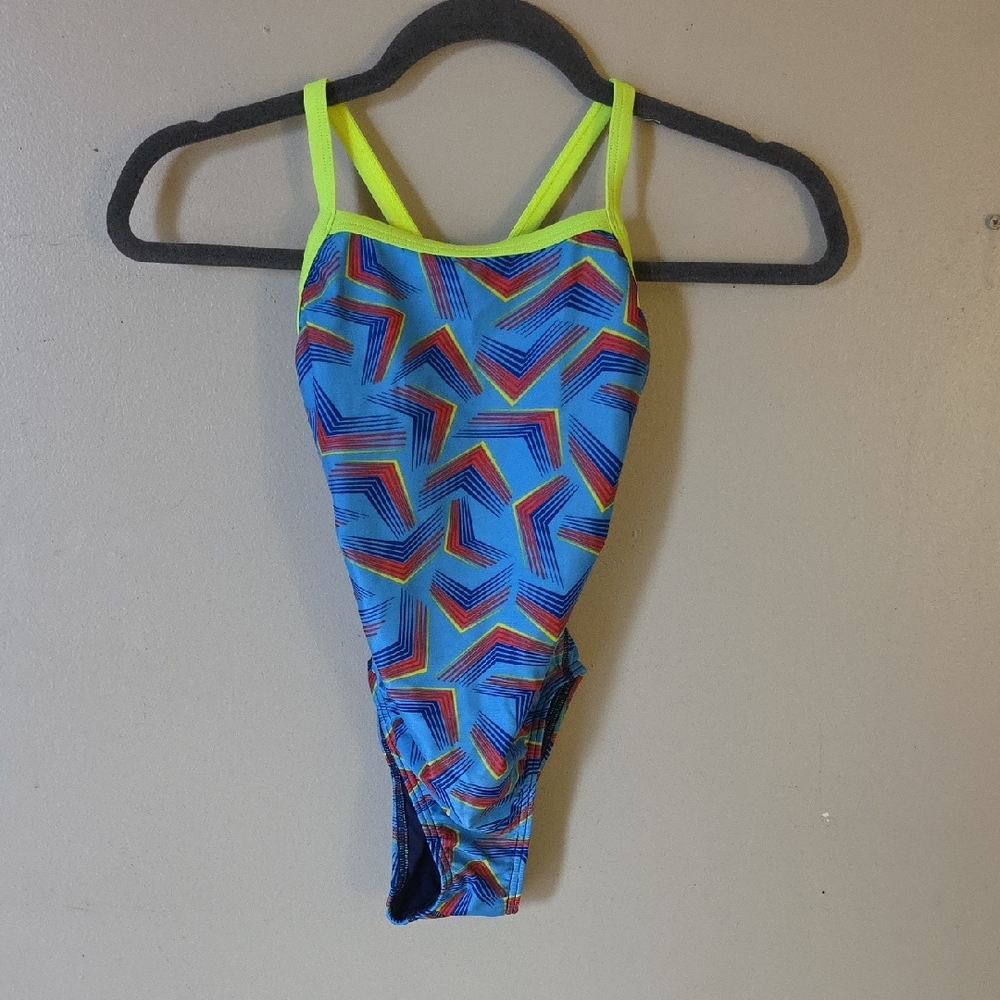 NWT Speedo Blue and Yellow One Piece Racerback Swimsuit